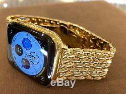 Custom 44mm Apple Watch Series 4 Stainless Steel 24K Gold Plated GPS+LTE
