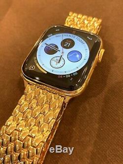 Custom 44mm Apple Watch Series 4 Stainless Steel 24K Gold Plated GPS+LTE