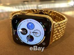 Custom 44mm Apple Watch Series 5 Stainless Steel 24K Gold Plated GPS+LTE