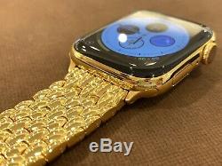 Custom 44mm Apple Watch Series 5 Stainless Steel 24K Gold Plated GPS+LTE