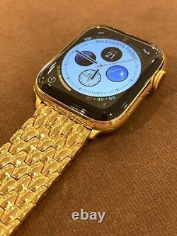 Custom 44mm Apple Watch Series 6 Stainless Steel 24K Gold Plated LTE+Blood O2