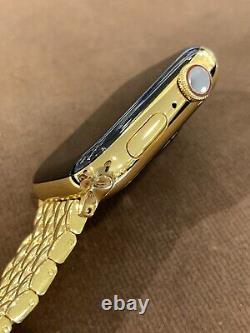 Custom 45mm Apple Watch Series 7 Stainless Steel 24K Gold Plated LTE+Blood O2