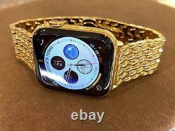 Custom 45mm Apple Watch Series 8 Stainless Steel 24K Gold Plated LTE+Blood O2