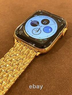Custom 45mm Apple Watch Series 8 Stainless Steel 24K Gold Plated LTE+Blood O2