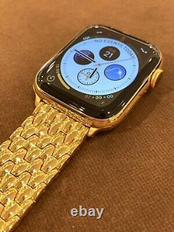 Custom 45mm Apple Watch Series 9 Stainless Steel 24K Gold Plated LTE Blood O2