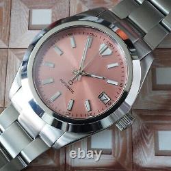 Custom Automatic Mod Datejust Style Homage Yobokies Salmon Pink Seiko NH35 movt