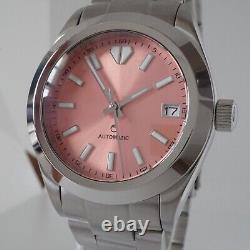 Custom Automatic Mod Datejust Style Homage Yobokies Salmon Pink Seiko NH35 movt