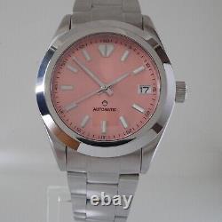 Custom Automatic Mod Datejust Style Homage Yobokies Salmon Pink Seiko NH35 movt