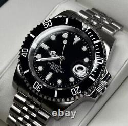 Custom Black 40mm Sub Style Dive Mod Watch Jubilee with Seiko NH35 Automatic