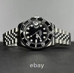 Custom Black 40mm Sub Style Dive Mod Watch Jubilee with Seiko NH35 Automatic