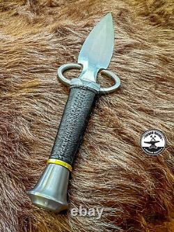 Custom Black and Brass Dagger Stainless Steel Cord wrapped hardwood handle