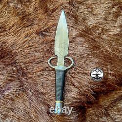 Custom Black and Brass Dagger Stainless Steel Cord wrapped hardwood handle