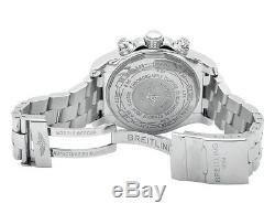Custom Breitling A13370 Super Avenger White Dial S. Steel with Diamonds (4.5 Ct)