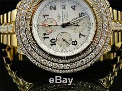 Custom Breitling Super Avenger Aeromarine 55MM Gold Steel Diamond Watch 19 Ct