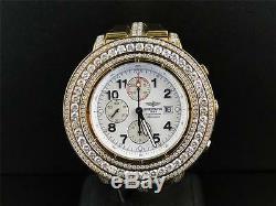 Custom Breitling Super Avenger Aeromarine 55MM Gold Steel Diamond Watch 19 Ct