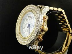 Custom Breitling Super Avenger Aeromarine 55MM Gold Steel Diamond Watch 19 Ct