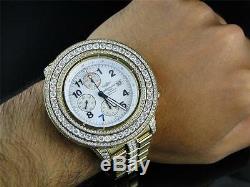 Custom Breitling Super Avenger Aeromarine 55MM Gold Steel Diamond Watch 19 Ct