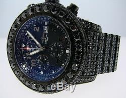 Custom Breitling Super Avenger Black On Black Diamond Watch 42 Ct