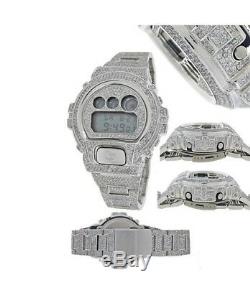 Custom CASIO FULL ICED OUT GSHOCK DW6900 14k White Gold Plated Lab Diamonds 15CT