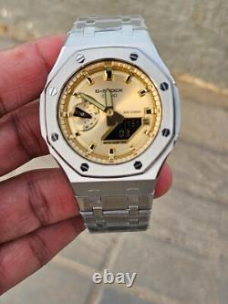 Custom Casio G-Shock GA-2100 Mod Gold Dial Stainless Steel Full Metal