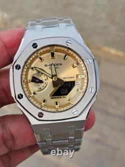 Custom Casio G-Shock GA-2100 Mod Gold Dial Stainless Steel Full Metal