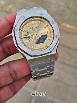 Custom Casio G-Shock GA-2100 Mod Gold Dial Stainless Steel Full Metal