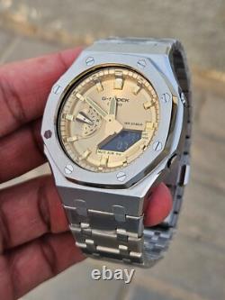 Custom Casio G-Shock GA-2100 Mod Gold Dial Stainless Steel Full Metal