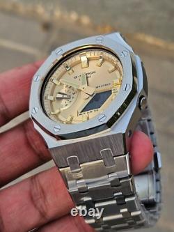Custom Casio G-Shock GA-2100 Mod Gold Dial Stainless Steel Full Metal