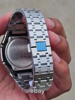 Custom Casio G-Shock GA-2100 White Mod Stainless Steel Strap Rose gold ring