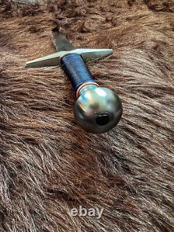 Custom Copper Embellished Dagger Stainless Steel Cord wrapped hardwood handle