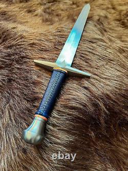 Custom Copper Embellished Dagger Stainless Steel Cord wrapped hardwood handle