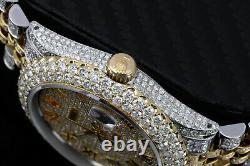 Custom Diamond Rolex Datejust 36MM Roman Numerals Pave Dial 18K Gold/Steel Watch