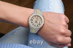 Custom Diamond Rolex Datejust 36MM Roman Numerals Pave Dial 18K Gold/Steel Watch