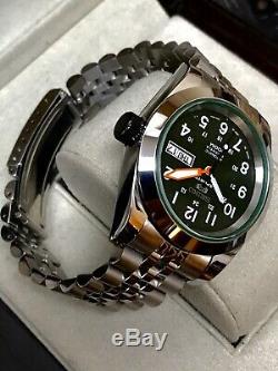 Custom Green And Silver SNZG Field Watch Mod Seiko NH36 Mov't Sapphire, 40mm