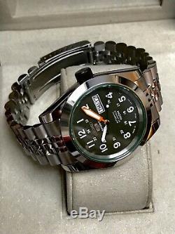Custom Green And Silver SNZG Field Watch Mod Seiko NH36 Mov't Sapphire, 40mm