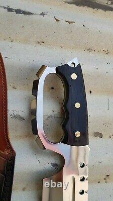 Custom Hand Forged Stainless Steel D Guard Hunting Bowie knife with Sheath