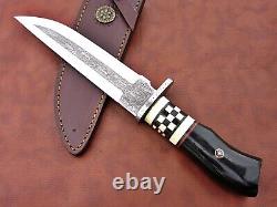 Custom Hand Made Stainless Steel Bowie Knife With Sheath, Buffalo Horn Handle