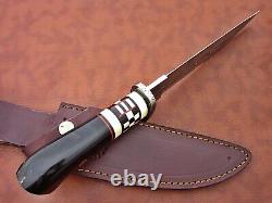 Custom Hand Made Stainless Steel Bowie Knife With Sheath, Buffalo Horn Handle