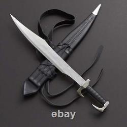 Custom HandForged Stainless Steel Hunting Sword with Leather Handle gift for him