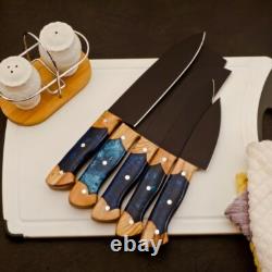 Custom Handmade 5pcs Stainless Steel Kitchen Chef Knife Set With Roll Bag