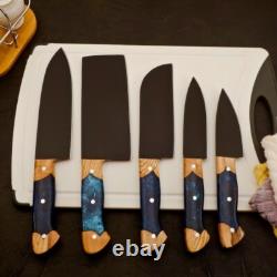Custom Handmade 5pcs Stainless Steel Kitchen Chef Knife Set With Roll Bag