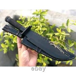 Custom Handmade Black Coated Stainless Steel Hunting Bowie Knife with Sheath