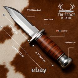 Custom Handmade Bowie Knife Stainless Steel Blade, Leather Handle Survival