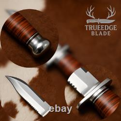 Custom Handmade Bowie Knife Stainless Steel Blade, Leather Handle Survival