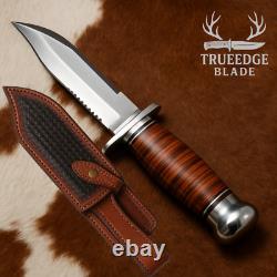 Custom Handmade Bowie Knife Stainless Steel Blade, Leather Handle Survival