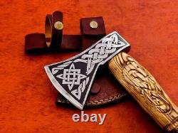 Custom Handmade Crafted Stainless Steel Viking Axe with Handcrafted Wood Handle