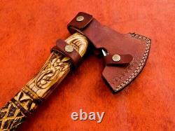 Custom Handmade Crafted Stainless Steel Viking Axe with Handcrafted Wood Handle
