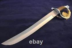 Custom Handmade D-2 Tool Steel 20 Cavalery Sword With Leather Sheath