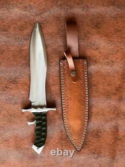 Custom Handmade D2 Steel 15 inch Rambo Hunting Bowie knife, Black Handle/Sheath