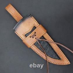 Custom Handmade D2 Steel Hand Engraved Hunting Knife With Leather Sheath
